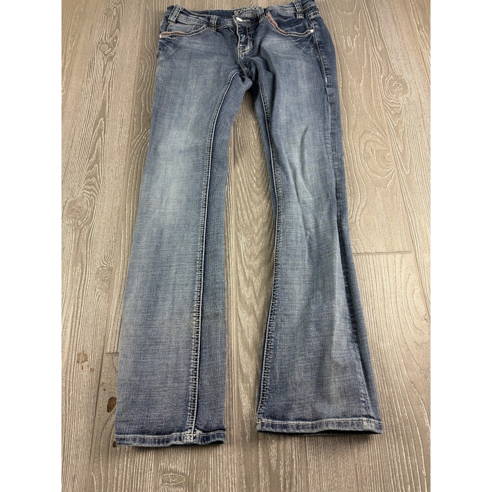 Rock And Roll Cowgirl Low Rise Bootcut Jeans Womens Blue Light Wash 31 Inseam